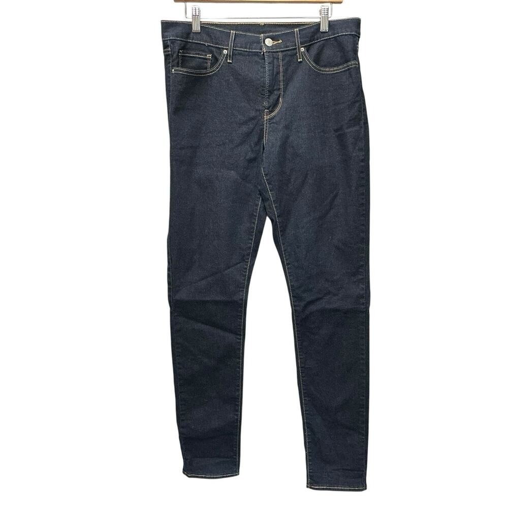 Levis Waterless Dark Wash Denim Blue Jeans Mens Size 31/32 Straight Leg 5 Pocket